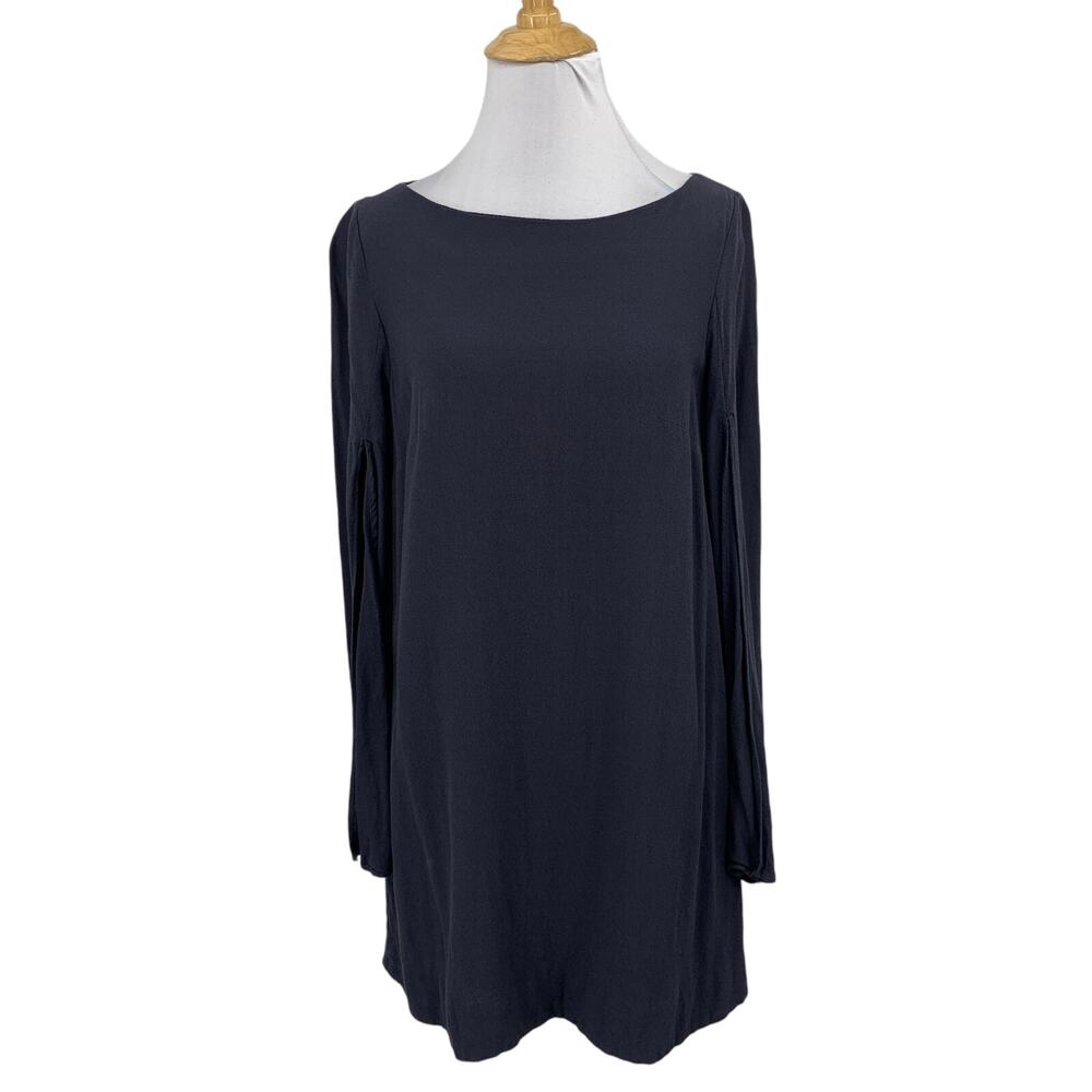 Free People Top Women S Small Blue Boat Neck Keyhole Long Bell Slit Sleeve Tunic